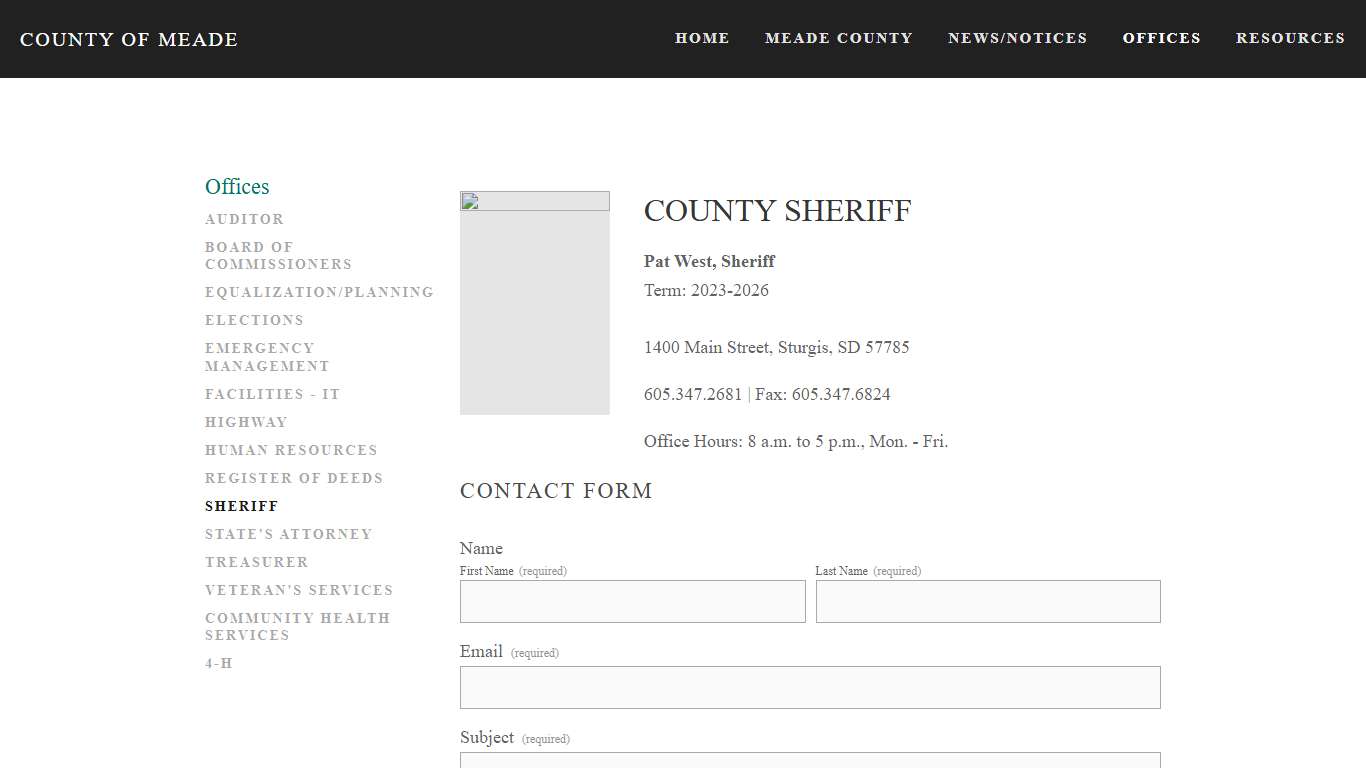 Sheriff — County of Meade